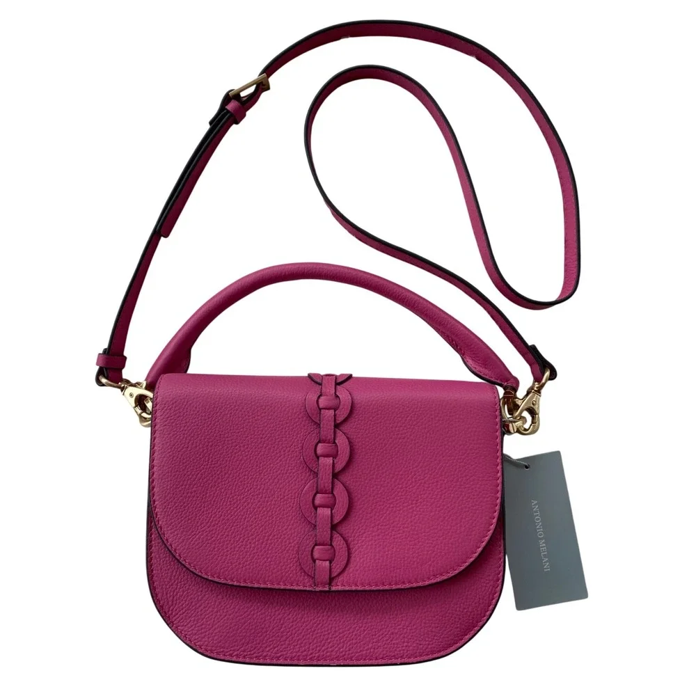 Antonio Melani Rosie Crossbody Bag Women Bright Pink Leather‎ Barbiecore Chic